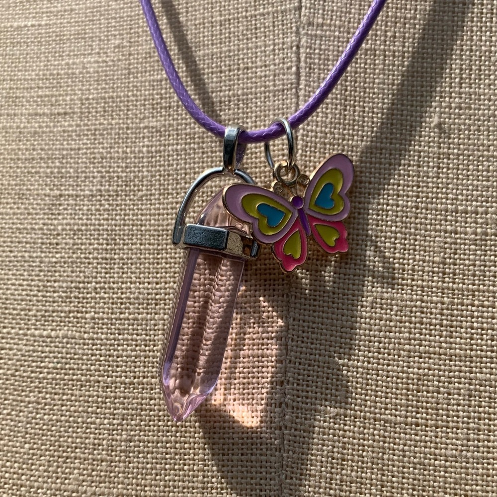 Handmade Dagger Resin Crystal Amulet Necklace & Butterfly Charm - Picture 7 of 9